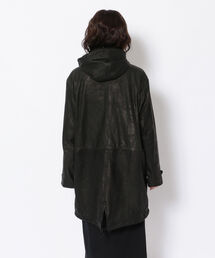 Glorato Brato レザーフード付きモッズコート ブラック
