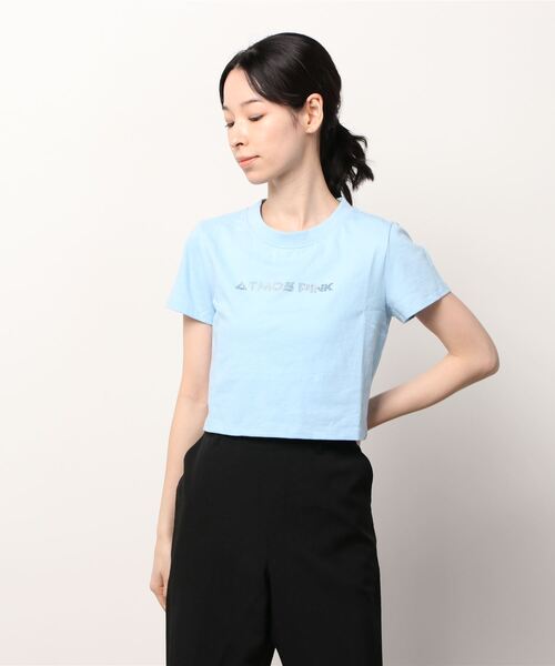 atmos pink（アトモスピンク）の「atmos pink atmos pink ロゴ ラインストーン チビT（Tシャツ/カットソー・レディース・ブラック/パープル/サックスブルー/ホワイト・FREE）」の4枚目の写真