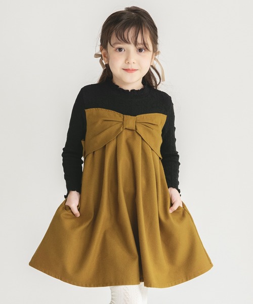 BRANSHES(ブランシェス)の「リボンデザインドッキングワンピース(ワンピース・キッズ・ブラック/アイボリー・140/150/100/130/90/110/120)」の10枚目の写真
