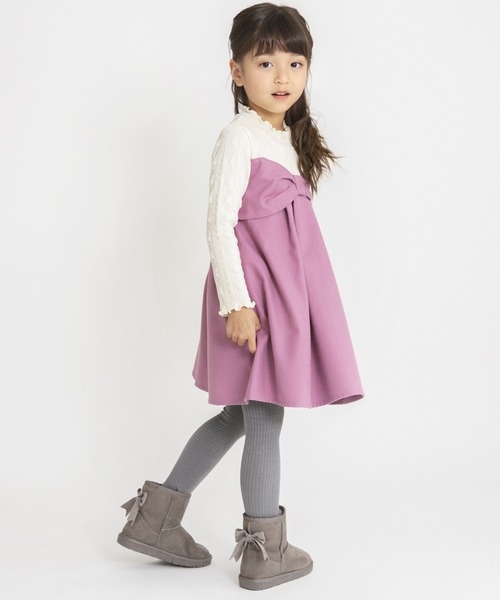BRANSHES(ブランシェス)の「リボンデザインドッキングワンピース(ワンピース・キッズ・ブラック/アイボリー・140/150/100/130/90/110/120)」の8枚目の写真