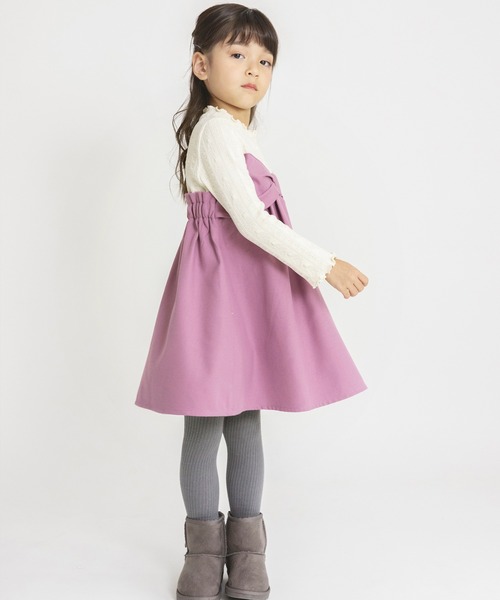 BRANSHES(ブランシェス)の「リボンデザインドッキングワンピース(ワンピース・キッズ・ブラック/アイボリー・140/150/100/130/90/110/120)」の7枚目の写真