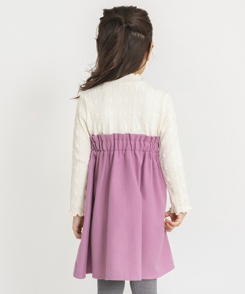 BRANSHES(ブランシェス)の「リボンデザインドッキングワンピース(ワンピース・キッズ・ブラック/アイボリー・140/150/100/130/90/110/120)」の5枚目の写真