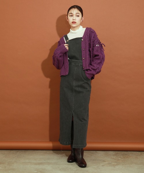 MADEMOISELLE ROPE'（マドモアゼル ロペ）の「<春まで使える>【MR Jeans】2way デニムサロペットスカート（サロペット/オーバーオール・レディース・ブラック/ブラウン系その他2・38/36）」の4枚目の写真