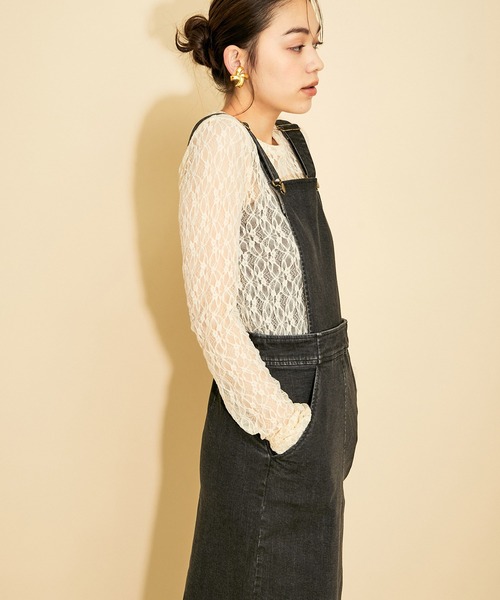 MADEMOISELLE ROPE'（マドモアゼル ロペ）の「<春まで使える>【MR Jeans】2way デニムサロペットスカート（サロペット/オーバーオール・レディース・ブラック/ブラウン系その他2・38/36）」の8枚目の写真