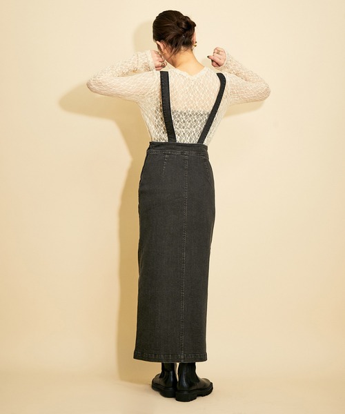 MADEMOISELLE ROPE'（マドモアゼル ロペ）の「<春まで使える>【MR Jeans】2way デニムサロペットスカート（サロペット/オーバーオール・レディース・ブラック/ブラウン系その他2・38/36）」の10枚目の写真