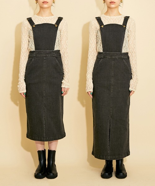 MADEMOISELLE ROPE'（マドモアゼル ロペ）の「<春まで使える>【MR Jeans】2way デニムサロペットスカート（サロペット/オーバーオール・レディース・ブラック/ブラウン系その他2・38/36）」の15枚目の写真