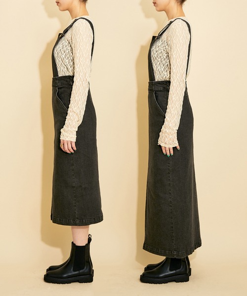 MADEMOISELLE ROPE'（マドモアゼル ロペ）の「<春まで使える>【MR Jeans】2way デニムサロペットスカート（サロペット/オーバーオール・レディース・ブラック/ブラウン系その他2・38/36）」の16枚目の写真