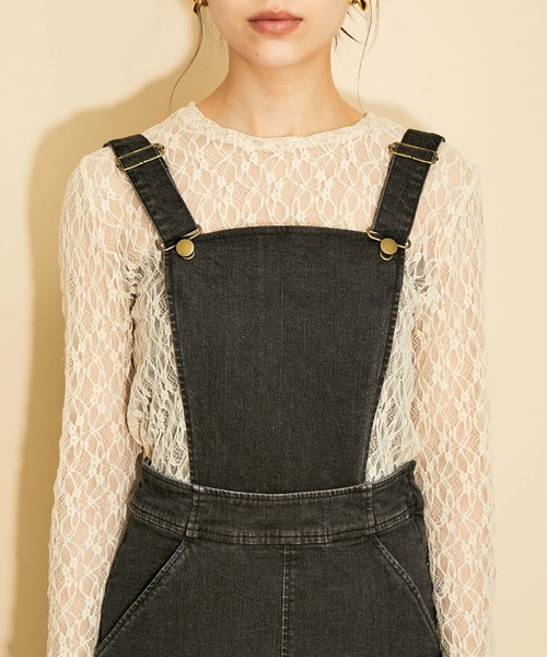 MADEMOISELLE ROPE'（マドモアゼル ロペ）の「<春まで使える>【MR Jeans】2way デニムサロペットスカート（サロペット/オーバーオール・レディース・ブラック/ブラウン系その他2・38/36）」の18枚目の写真