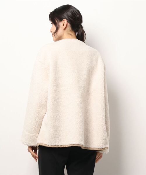 FRP（エフアールピー）の「YUGA 　ステッチコーデュロイ　フェイクラムファージャケット（ブルゾン・レディース・オフホワイト/ブラウン・XL/L/M）」の9枚目の写真