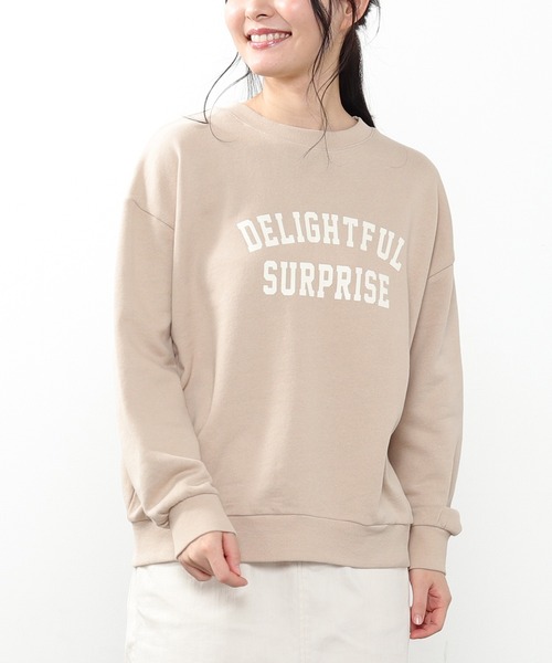 Honeys（ハニーズ）の「ロゴスウェットトップス（スウェット・レディース・アイボリー/ライトグリーン/コーラルピンク/ライトベージュ/サックスブルー/イエロー/スミクロ・LL/L/M）」の4枚目の写真