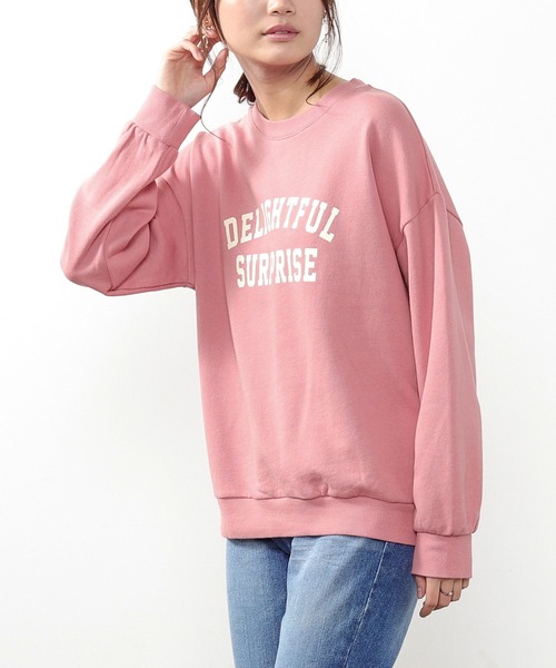 Honeys（ハニーズ）の「ロゴスウェットトップス（スウェット・レディース・アイボリー/ライトグリーン/コーラルピンク/ライトベージュ/サックスブルー/イエロー/スミクロ・LL/L/M）」の7枚目の写真