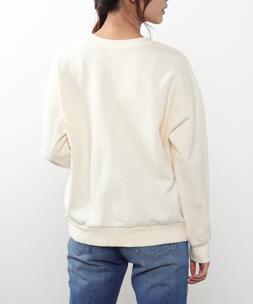 Honeys（ハニーズ）の「ロゴスウェットトップス（スウェット・レディース・アイボリー/ライトグリーン/コーラルピンク/ライトベージュ/サックスブルー/イエロー/スミクロ・LL/L/M）」の19枚目の写真