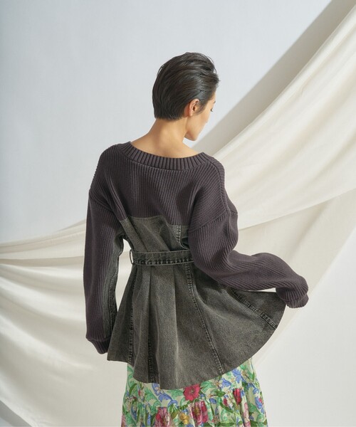 GRACE CONTINENTAL（グレースコンチネンタル）の「デニムフレアニットトップ（ニット/セーター・レディース・ブルー/ブラック・36）」の2枚目の写真