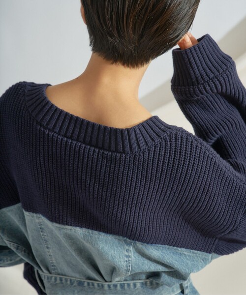 GRACE CONTINENTAL（グレースコンチネンタル）の「デニムフレアニットトップ（ニット/セーター・レディース・ブルー/ブラック・36）」の6枚目の写真