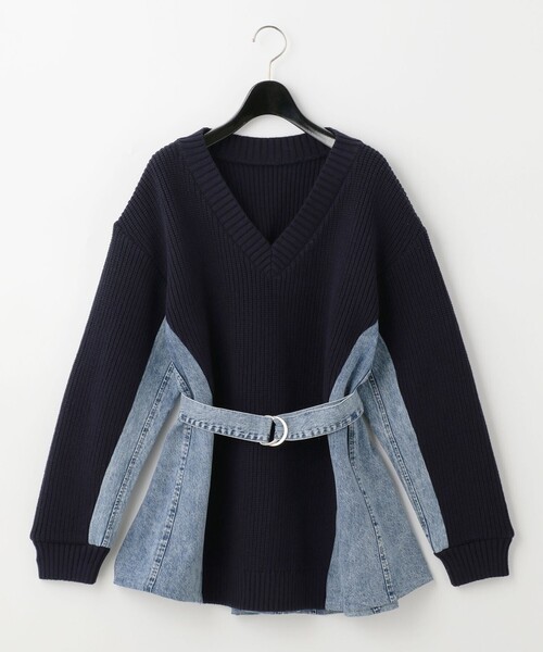 GRACE CONTINENTAL（グレースコンチネンタル）の「デニムフレアニットトップ（ニット/セーター・レディース・ブルー/ブラック・36）」の9枚目の写真