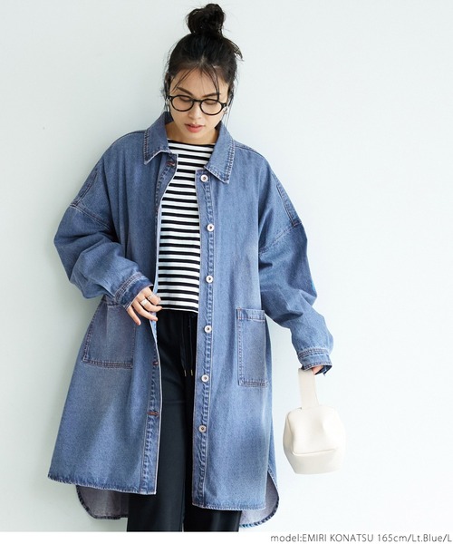 coca（coca）（コカ）の「ゆったりデニムジャケット（デニムジャケット・レディース・ライトブルー・M/L）」の9枚目の写真