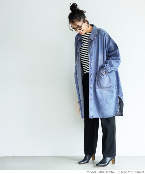 coca（coca）（コカ）の「ゆったりデニムジャケット（デニムジャケット・レディース・ライトブルー・M/L）」の6枚目の写真