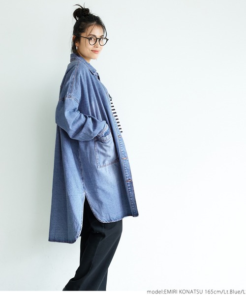 coca（coca）（コカ）の「ゆったりデニムジャケット（デニムジャケット・レディース・ライトブルー・M/L）」の2枚目の写真