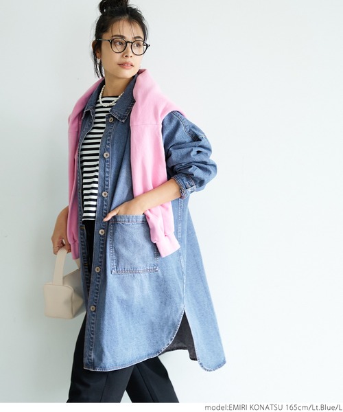 coca（coca）（コカ）の「ゆったりデニムジャケット（デニムジャケット・レディース・ライトブルー・M/L）」の5枚目の写真