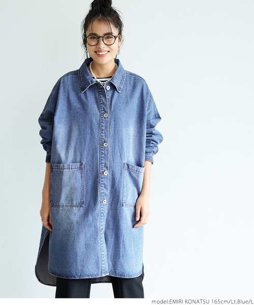 coca（coca）（コカ）の「ゆったりデニムジャケット（デニムジャケット・レディース・ライトブルー・M/L）」の4枚目の写真