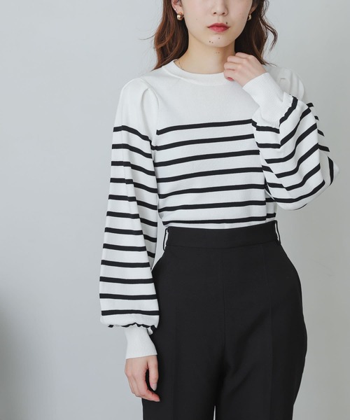 SENSE OF PLACE by URBAN RESEARCH(センスオブプレイスバイアーバンリサーチ)の「パワショルコンパクトセーター(ニット/セーター・レディース・アイボリー/ブルー/ブラック/ホワイト系その他/パープル・ONE)」の3枚目の写真