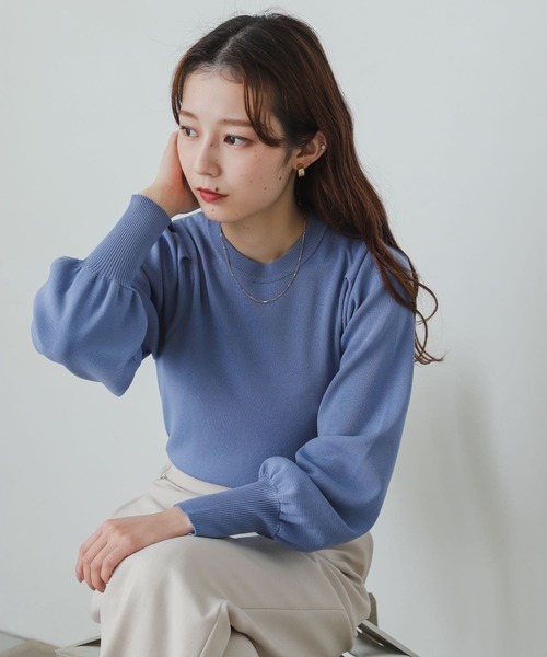 SENSE OF PLACE by URBAN RESEARCH(センスオブプレイスバイアーバンリサーチ)の「パワショルコンパクトセーター(ニット/セーター・レディース・アイボリー/ブルー/ブラック/ホワイト系その他/パープル・ONE)」の5枚目の写真