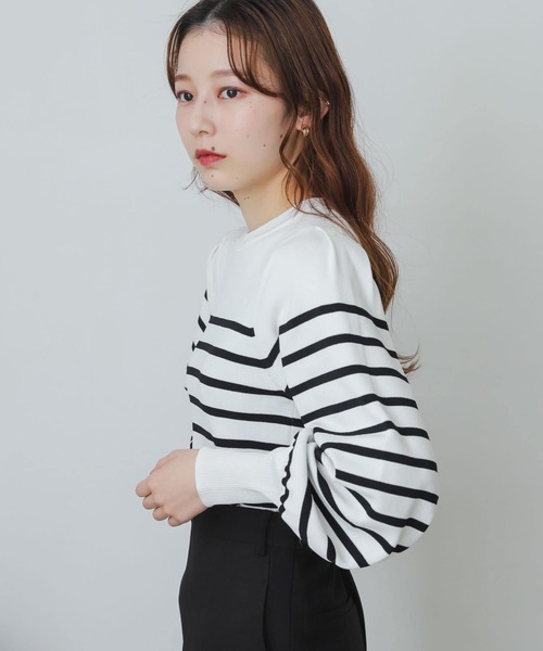 SENSE OF PLACE by URBAN RESEARCH(センスオブプレイスバイアーバンリサーチ)の「パワショルコンパクトセーター(ニット/セーター・レディース・アイボリー/ブルー/ブラック/ホワイト系その他/パープル・ONE)」の6枚目の写真