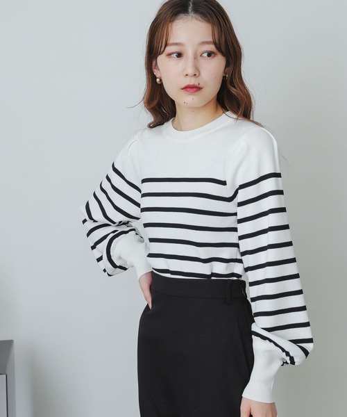 SENSE OF PLACE by URBAN RESEARCH(センスオブプレイスバイアーバンリサーチ)の「パワショルコンパクトセーター(ニット/セーター・レディース・アイボリー/ブルー/ブラック/ホワイト系その他/パープル・ONE)」の7枚目の写真