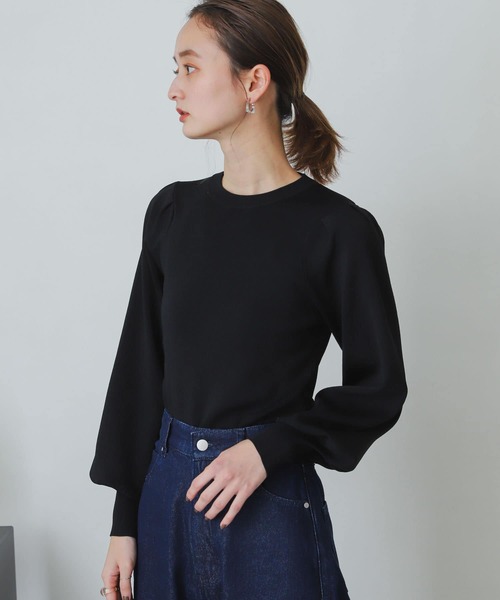 SENSE OF PLACE by URBAN RESEARCH(センスオブプレイスバイアーバンリサーチ)の「パワショルコンパクトセーター(ニット/セーター・レディース・アイボリー/ブルー/ブラック/ホワイト系その他/パープル・ONE)」の18枚目の写真