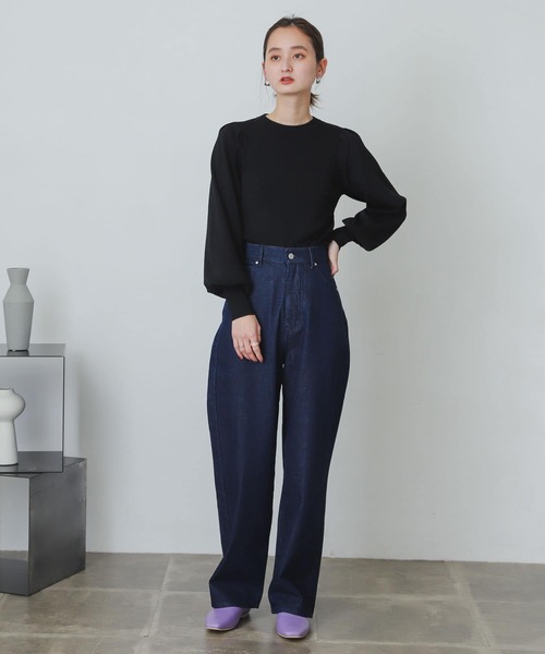 SENSE OF PLACE by URBAN RESEARCH(センスオブプレイスバイアーバンリサーチ)の「パワショルコンパクトセーター(ニット/セーター・レディース・アイボリー/ブルー/ブラック/ホワイト系その他/パープル・ONE)」の20枚目の写真