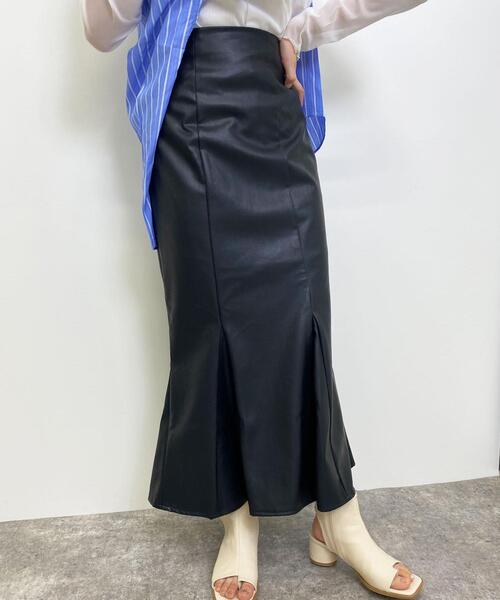 INGNI（イング）の「フェイクレザー／マーメイドスカート（スカート・レディース・ブラック/ブラウン/アイボリー・FREE）」の4枚目の写真