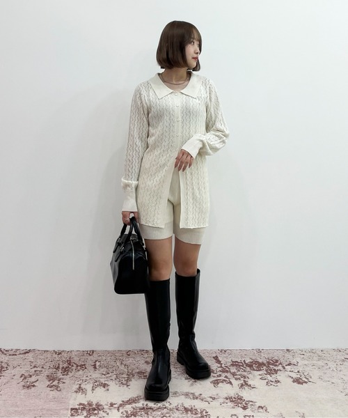 EPIMI E'PIMMY（エピミエピミー）の「〈Set upにも〉リブ編みラメニットショートパンツ（その他パンツ・レディース・ブラック/オフホワイト/グリーン/グレイッシュベージュ・MEDIUM）」の15枚目の写真