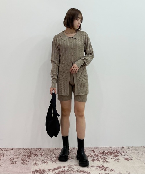 EPIMI E'PIMMY（エピミエピミー）の「〈Set upにも〉リブ編みラメニットショートパンツ（その他パンツ・レディース・ブラック/オフホワイト/グリーン/グレイッシュベージュ・MEDIUM）」の13枚目の写真