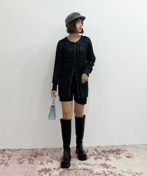 EPIMI E'PIMMY（エピミエピミー）の「〈Set upにも〉リブ編みラメニットショートパンツ（その他パンツ・レディース・ブラック/オフホワイト/グリーン/グレイッシュベージュ・MEDIUM）」の14枚目の写真