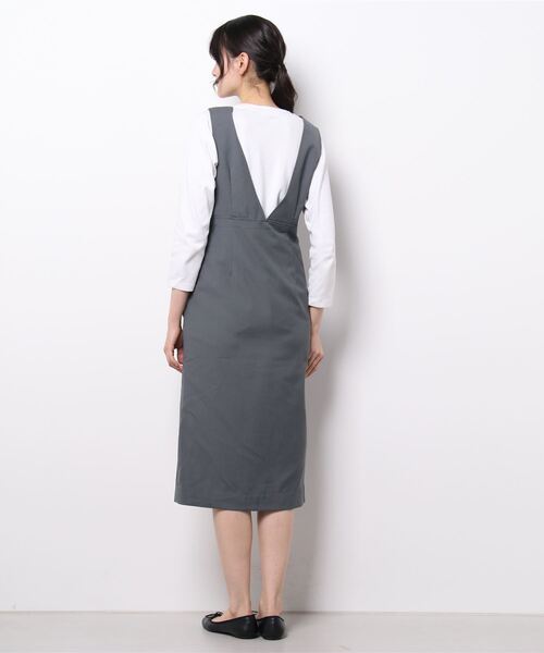 Te chichi（テチチ）の「フロントボタンジャンパースカート（ジャンパースカート・レディース・ブラウン/グレー/ネイビー・ﾌﾘ-）」の4枚目の写真