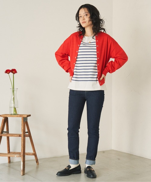 ANGIE（アンジー）の「スナップボタンショートカーディガン（カーディガン/ボレロ・レディース・ブラック/レッド/オフホワイト/グリーン/杢グレー・FREE）」の12枚目の写真