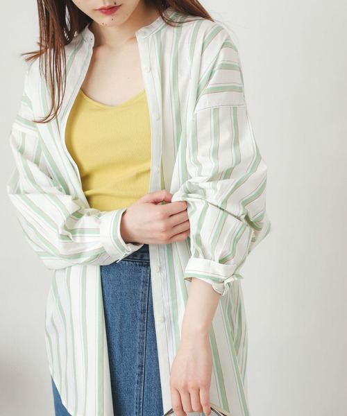 SENSE OF PLACE by URBAN RESEARCH（センスオブプレイスバイアーバンリサーチ）の「カラーストライプシャツ（シャツ/ブラウス・レディース・ベージュ系その他/ホワイト系その他・ONE）」の2枚目の写真