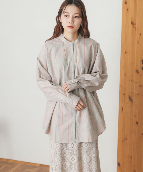 SENSE OF PLACE by URBAN RESEARCH（センスオブプレイスバイアーバンリサーチ）の「カラーストライプシャツ（シャツ/ブラウス・レディース・ベージュ系その他/ホワイト系その他・ONE）」の20枚目の写真