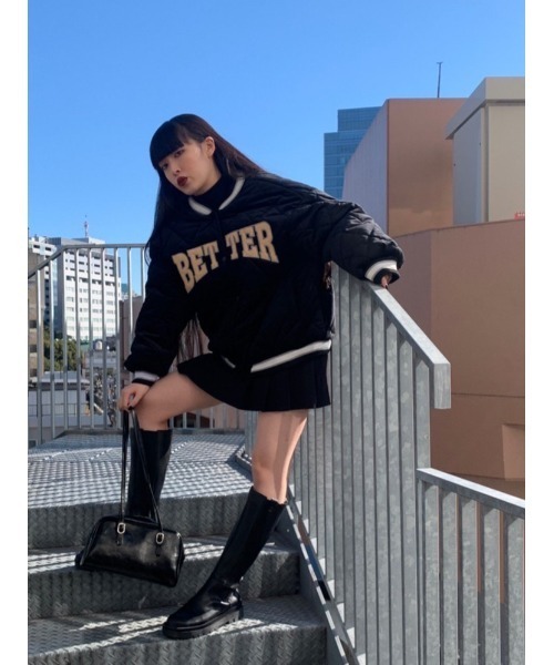 WC(ダブル シー)の「ロゴ中綿スタジャン(スタジャン・レディース・ブラック/アイボリー・FREE)」の3枚目の写真