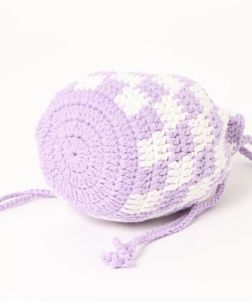 petit main（プティマイン）の「クロシェ巾着バッグ（ショルダーバッグ・キッズ・ラベンダー/ライトベージュ・FREE）」の10枚目の写真
