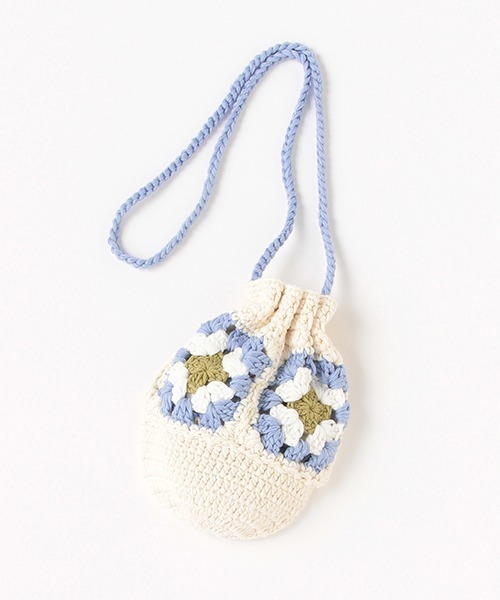 petit main（プティマイン）の「クロシェ巾着バッグ（ショルダーバッグ・キッズ・ラベンダー/ライトベージュ・FREE）」の7枚目の写真