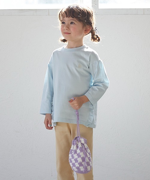 petit main（プティマイン）の「クロシェ巾着バッグ（ショルダーバッグ・キッズ・ラベンダー/ライトベージュ・FREE）」の15枚目の写真
