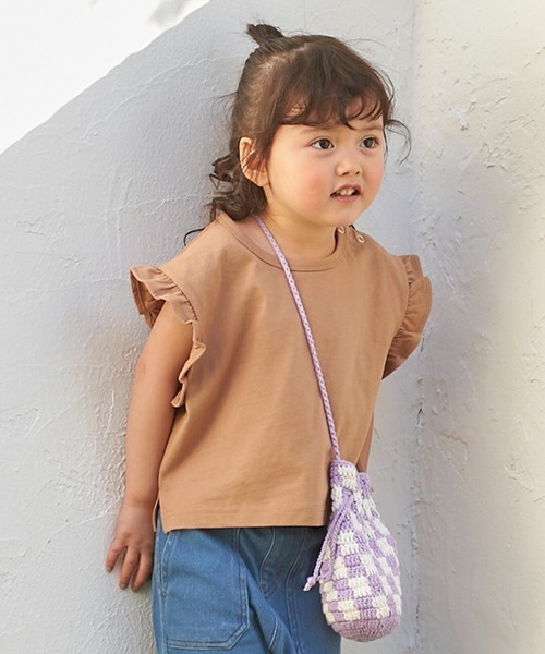 petit main（プティマイン）の「クロシェ巾着バッグ（ショルダーバッグ・キッズ・ラベンダー/ライトベージュ・FREE）」の16枚目の写真