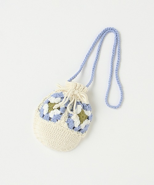 petit main（プティマイン）の「クロシェ巾着バッグ（ショルダーバッグ・キッズ・ラベンダー/ライトベージュ・FREE）」の11枚目の写真