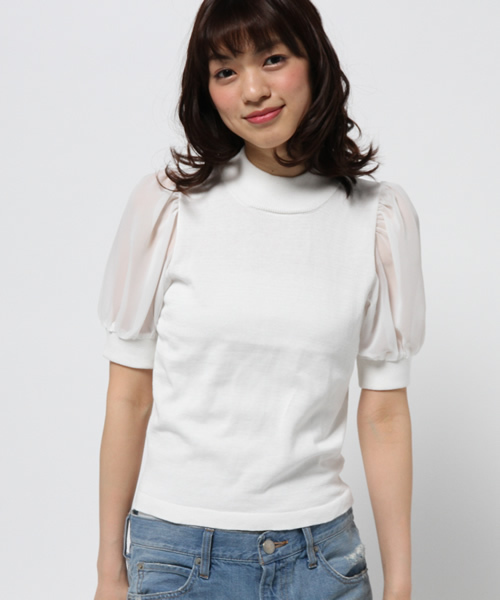 WEGO（ウィゴー）の「WEGO/シフォンスリーブニット（ニット/セーター・レディース・オフホワイト/ライトグレー/ライトパープル/ライトイエロー・FREE）」の15枚目の写真