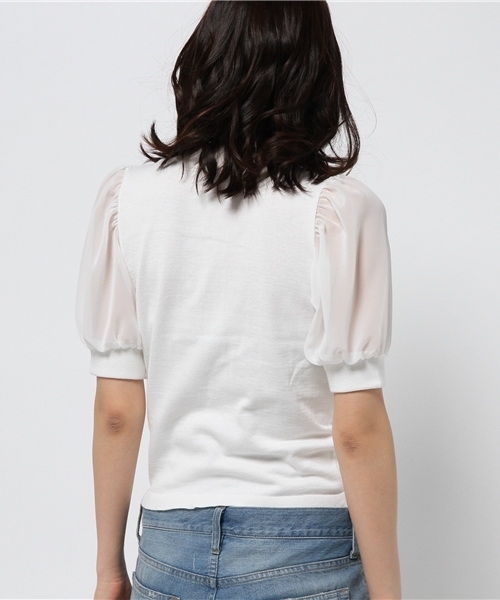 WEGO（ウィゴー）の「WEGO/シフォンスリーブニット（ニット/セーター・レディース・オフホワイト/ライトグレー/ライトパープル/ライトイエロー・FREE）」の6枚目の写真