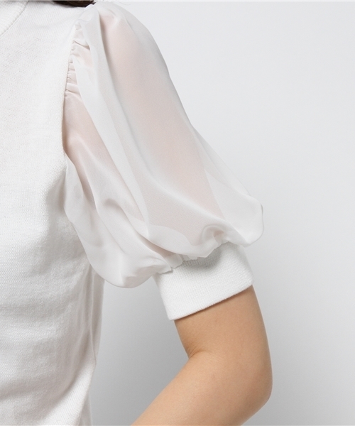 WEGO（ウィゴー）の「WEGO/シフォンスリーブニット（ニット/セーター・レディース・オフホワイト/ライトグレー/ライトパープル/ライトイエロー・FREE）」の8枚目の写真