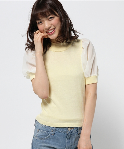 WEGO（ウィゴー）の「WEGO/シフォンスリーブニット（ニット/セーター・レディース・オフホワイト/ライトグレー/ライトパープル/ライトイエロー・FREE）」の14枚目の写真