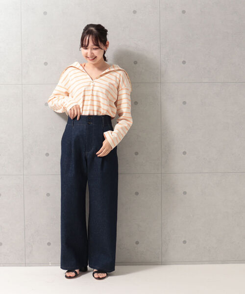 fredy repit（フレディレピ）の「サイド切り替え セミワイドパンツ（その他パンツ・レディース・ネイビー/ブラウン・38/36）」の3枚目の写真