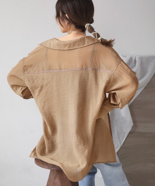 Bab(バブ)の「シアースキッパーシャツ(シャツ/ブラウス・レディース・オリーブ/オフホワイト/ラベンダー・M)」の10枚目の写真